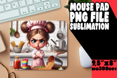 Cheerful Mouse Pad Sublimation PNG, Girl Grumpy Product Image 1