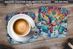 Snowman Coaster Sublimation, Christmas Coaster PNG Design Product Image 1
