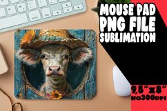Adorable Cow Sublimation Mouse Pad Wrap Pattern PNG Product Image 1