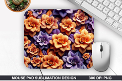 3D Flowers Mouse Pad Sublimation, Flowers Mouse Pad PNG Product Image 1