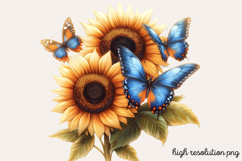 Butterfly Flowers Clipart PNG Product Image 1