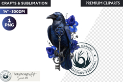 Floral Ravens Fantasy clipart, Gothic Botanical Bird Graphic Product Image 1