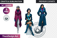 Modern Winter Girl Fashion Illustrations PNG Graphics Product Image 1