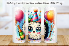 Birthday Food Character Tumbler Wrap PNG 20 oz Product Image 1