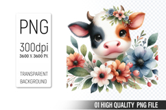 Cute Highland Cow, Animal Sublimation Clipart PNG Product Image 1