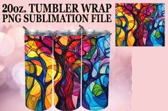 Vibrant Stained Glass Tree Tumbler 20oz Wrap Design Product Image 1