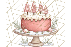 Christmas Cake Clipart PNG, Cottagecore Holiday Desserts Product Image 5