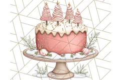 Christmas Cake Clipart PNG, Cottagecore Holiday Desserts Product Image 5