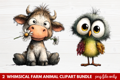 Whimsical Farm Animal Clipart | Cute Farm Animals PNG Set Product Image 1