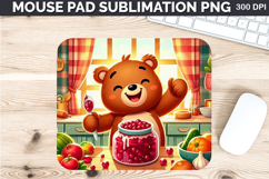 Watercolor Bear Mouse Pad Sublimation - Thanksgiving PNG Product Image 1