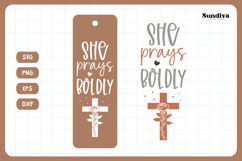Christian Bookmark Saying SVG | She Prays Boldly Product Image 3
