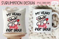 My heart beats for you PNG, Valentines day sublimation PNG Product Image 4