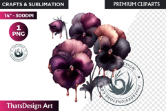 Dark flowers, wedding Florals PNG, Dark Romance Clipart Product Image 1