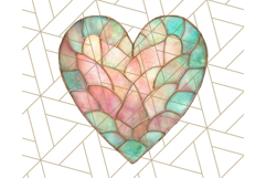 Stained Glass Heart PNG Clipart in Pastel and Bright Colors Product Image 5