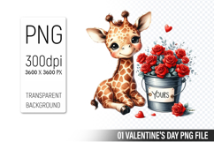 Cute Giraffe PNG, Valentine&#039;s Day Sublimation PNG Product Image 1