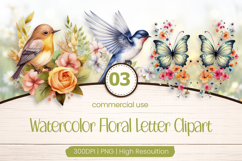 Floral Letter Clipart PNG Product Image 1