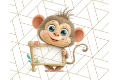 Zoo Monkeys Clipart, Cute Cartoon Jungle Monkeys PNG Product Image 5