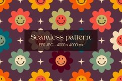 Groovy flowers pattern | Groovy flowers digital paper Product Image 1