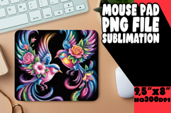 Colorful Raccoon &amp; Bloom Mouse Pad Sublimation PNG Product Image 1