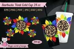 Leopard Sunflower Lgbt Rainbow tumbler Venti cold cup 24 oz Product Image 1