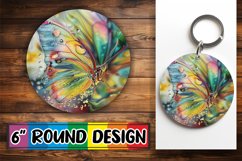 Glittery Butterfly Round Design Art Keychain Product Image 1