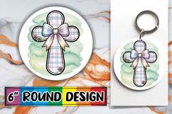 Luminous Keychain Round PNG, Cross and Bow Product Image 1