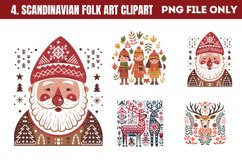 Scandinavian Folk Art Christmas Clipart PNG Product Image 1