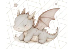 Watercolor Baby Dragon Clipart, Cute Nursery Fantasy PNG Product Image 3