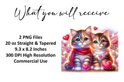 Valentine's Day Kitten Tumbler Wrap Sublimation Design Product Image 3