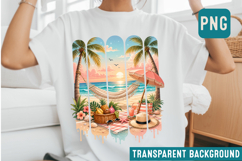 Tropical Beach Sunset PNG, Vintage Summer Sublimation Product Image 1