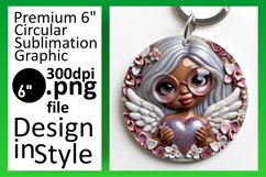 Whimsical Round Design Keychain PNG , 3D Cupid Product Image 1