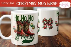 Ho Ho Ho mug wrap PNG, Western Christmas coffee mug PNG Product Image 3