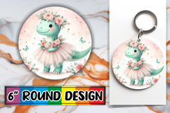 Radiant Keychain Round Style PNG, Cute Dino Product Image 1