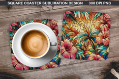 Tropical Coaster Sublimation, Summer Coaster PNG Design Product Image 1