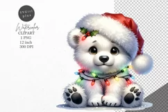 Christmas clipart, Polar bear clipart, Holiday clipart Product Image 1