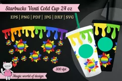 Dripping Lgbt Rainbow Sunflower tumbler Venti cold cup 24 oz Product Image 1