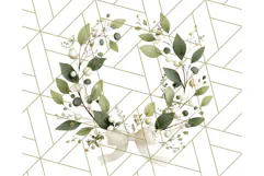 Christmas Wreath Clipart, Holiday Greenery PNG Illustrations Product Image 5