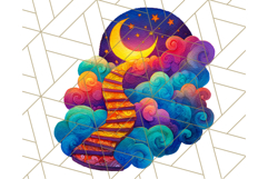 Whimsical Celestial Moon and Stars Clipart Constellation Png Product Image 5