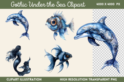 Gothic Under the Sea Clipart PNG Product Image 1