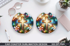 Car coaster sublimation, Easter Coaster PNG Design Product Image 1
