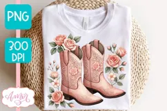 Floral Cowboy boots sublimation PNG, Spring clipart PNG Product Image 2