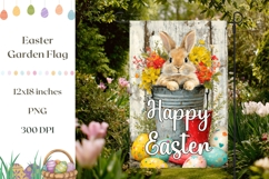 Cartoon Easter Garden Flag, Floral Easter Basket PNG Product Image 1