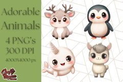 Cute Animal Clipart, Adorable Animal PNG Product Image 1