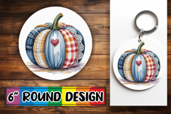 Enchanted Keychain Circle Design PNG, Pumpkin Watercolor Product Image 1