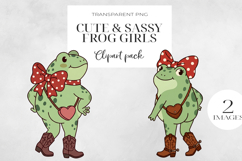 Cute Sassy Frog Girls PNG Clipart, Sublimation PNG. Product Image 1