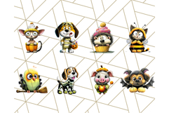 Halloween Animals in Costumes Clipart PNG, Cute Pets Art Product Image 5
