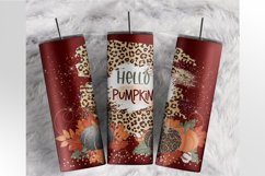 Hello Pumpkin Fall Bleached Spots Cheetah 20 oz tumbler wrap Product Image 1