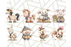Fall Farm Animal Clipart, Autumn Barnyard PNG Illustrations Product Image 5