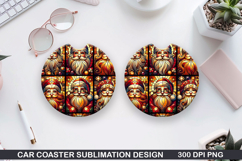Santa Car Coaster Sublimation| Christmas Coaster PNG Product Image 1