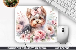 Dog Flower Mouse Pad Sublimation, Animals Mouse Pad PNG Product Image 1